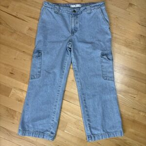 Vintage Y2K Women's Tommy Hilfiger Cargo Jeans 10 Light Denim 2002 Pockets Wide